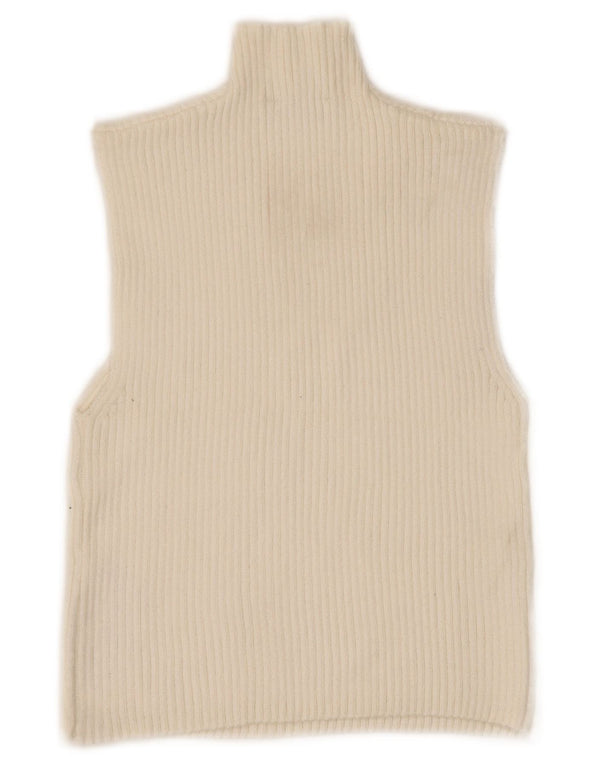 Zara Damen Crop Vest Tank Top UK 14 Large Off White Viscose