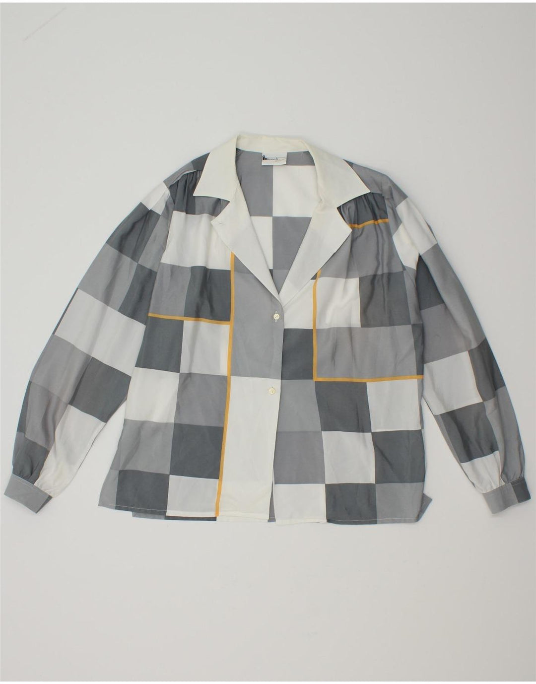 HAMMERLE Womens Long Sleeve Shirt Blouse UK 16 Large Grey Check Polyester Vintage Hammerle and Second-Hand Hammerle from Messina Hembry 