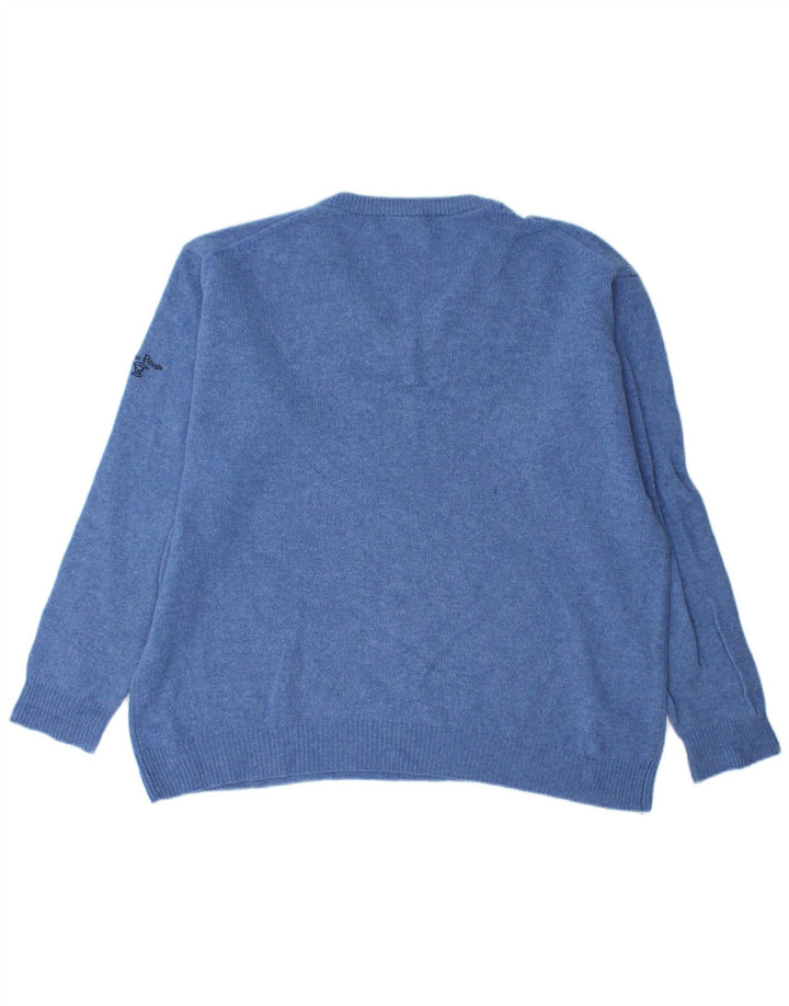 JAMES PRINGLE Herren-Pullover mit V-Ausschnitt, groß, blaue Schurwolle