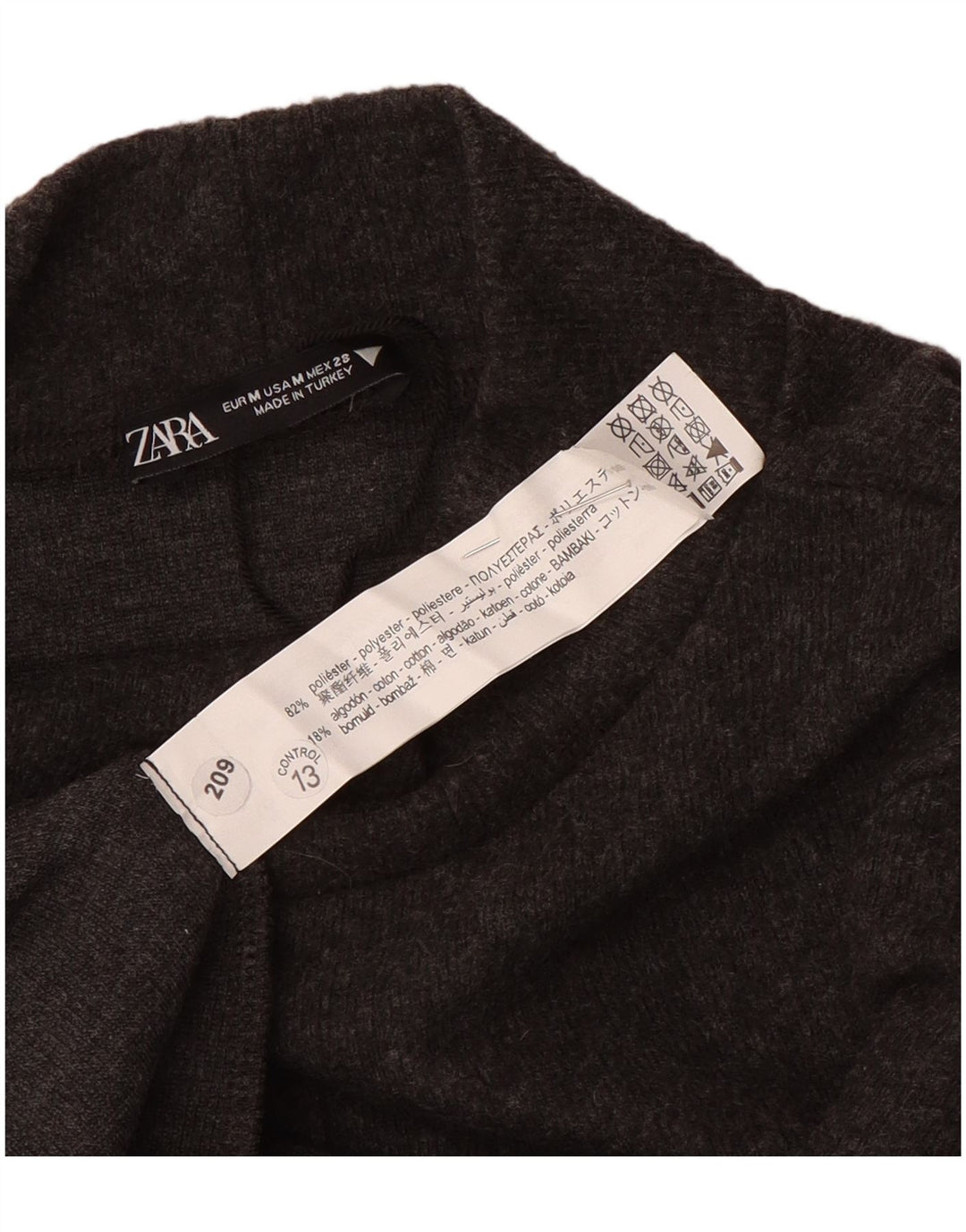 Zara Damen-Pulloverkleid mit kurzen Ärmeln, UK 12, mittelgraues Polyester