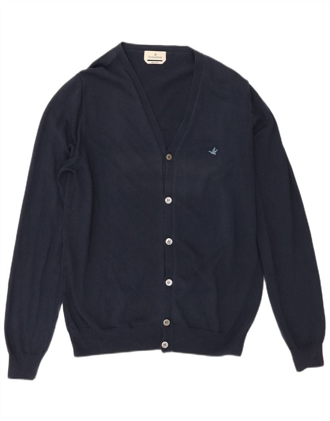 Brooksfield Herren-Strickjacke, IT 50, mittelmarineblaue Baumwolle