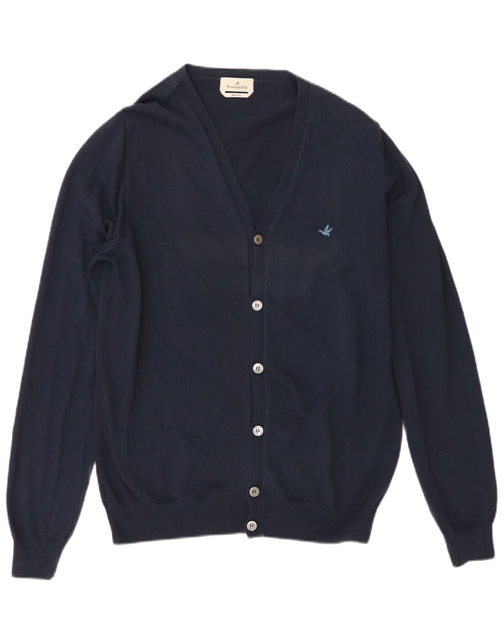 Brooksfield Herren-Strickjacke, IT 50, mittelmarineblaue Baumwolle