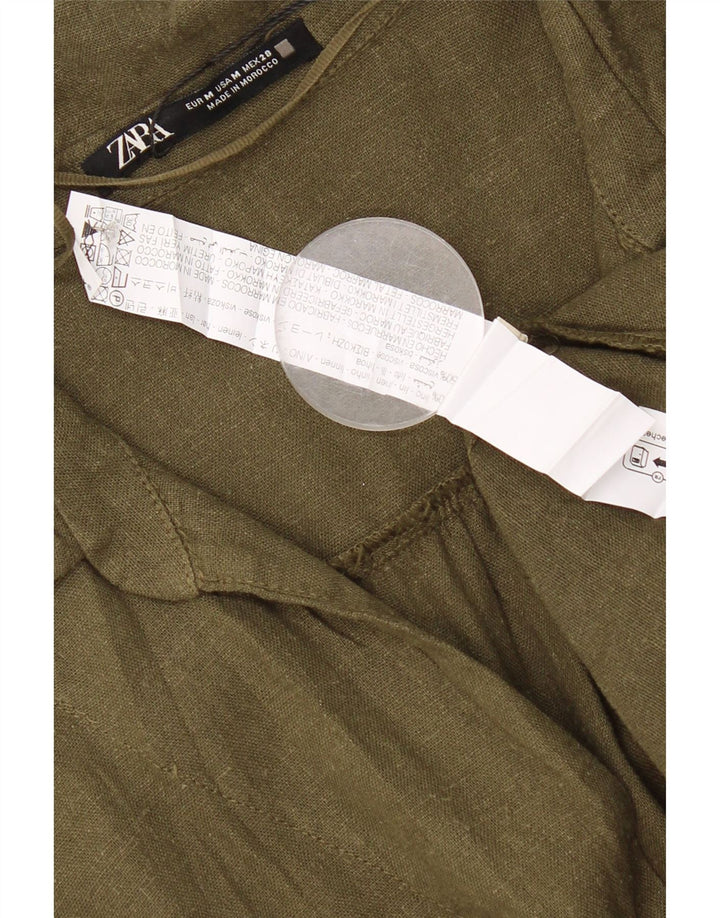 Zara Damen Maxikleid UK 14 Mittelgrünes Leinen