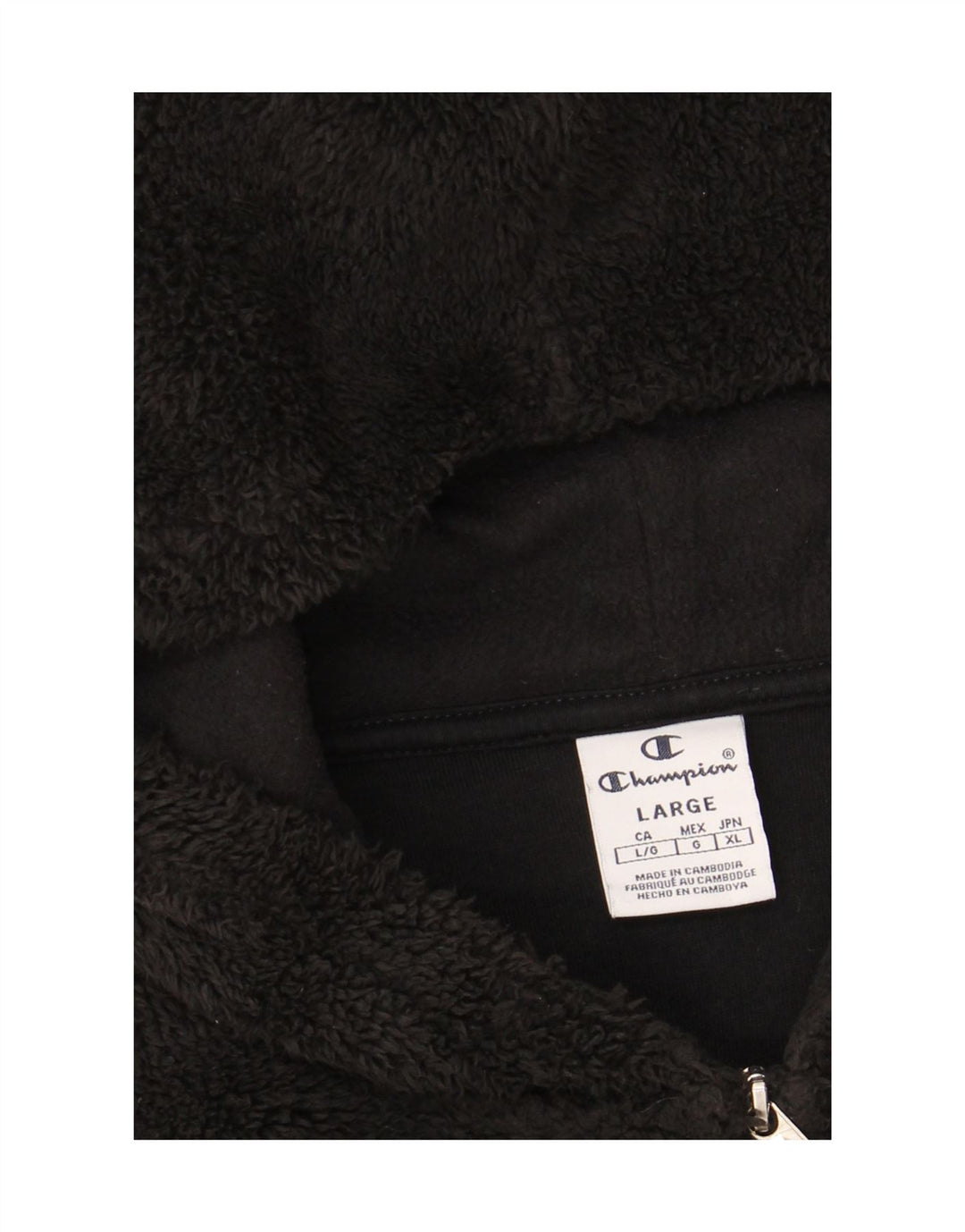 CHAMPION Womens Hooded Fleece Jacket UK 18 XL Black Polyester Vintage Champion and Second-Hand Champion from Messina Hembry 