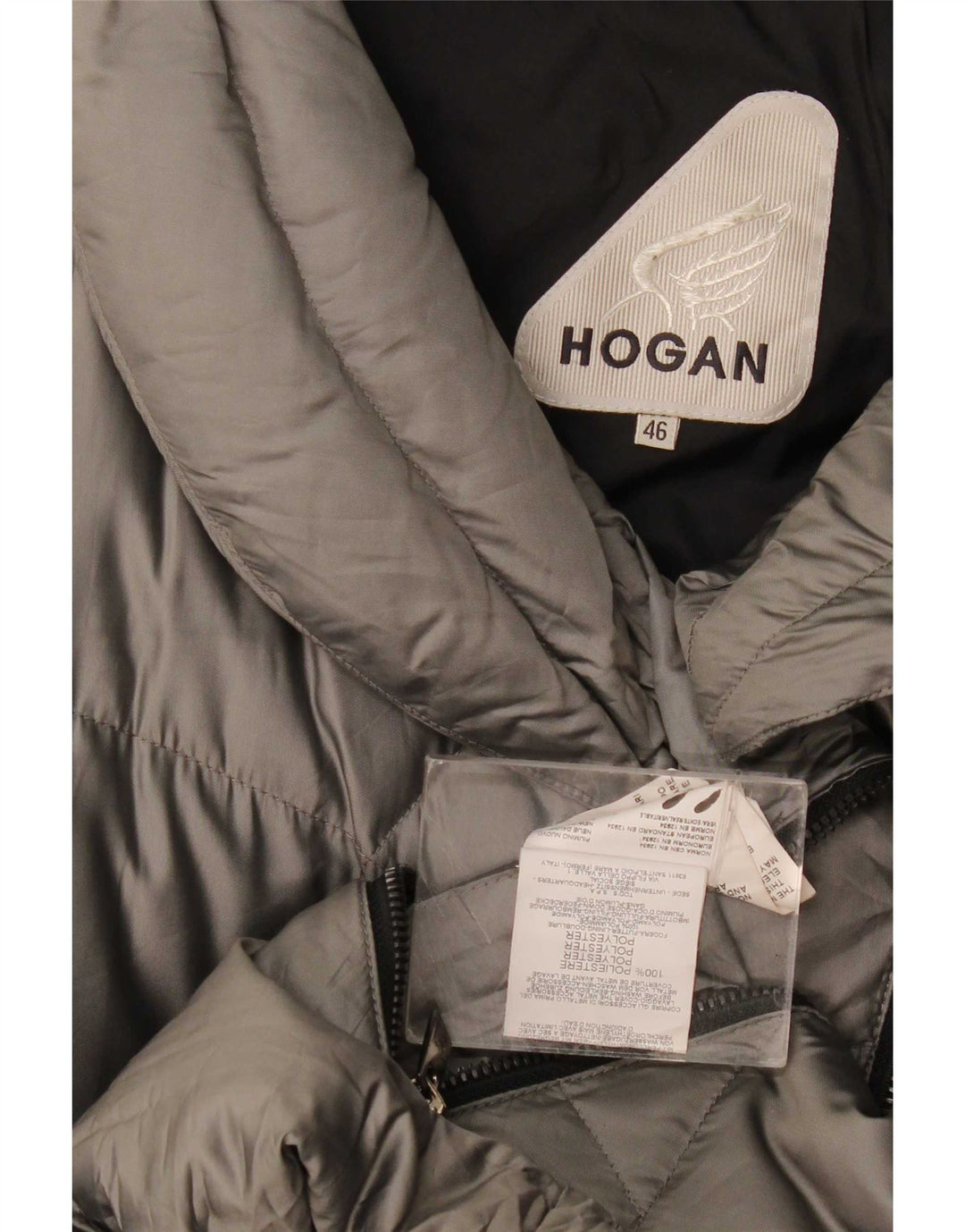 Hogan Damen Wattierte Jacke IT 46 Large Grau Polyester