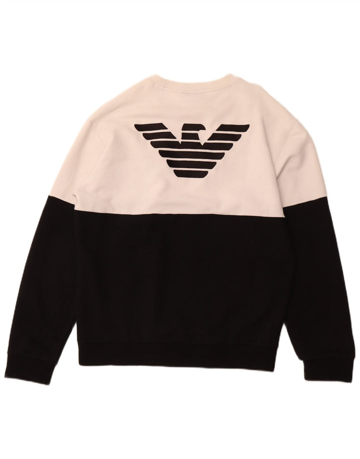 EMPORIO ARMANI Damen Grafik-Sweatshirt-Pullover UK 18 XL Schwarzer Farbblock