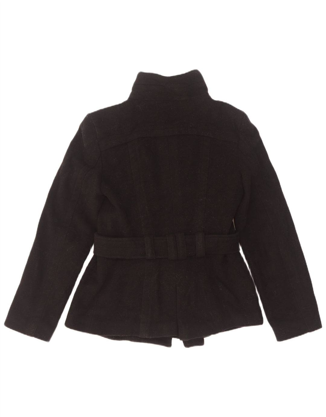 Zara Damen Pea Coat UK 6 XS Schwarze Wolle