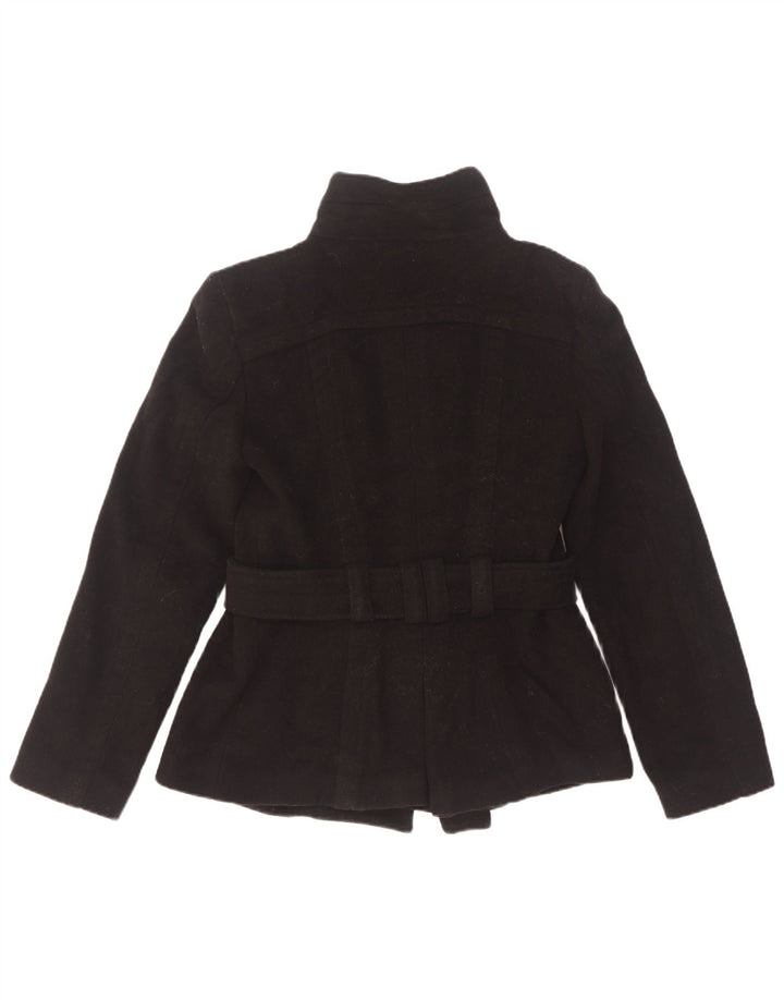 Zara Damen Pea Coat UK 6 XS Schwarze Wolle