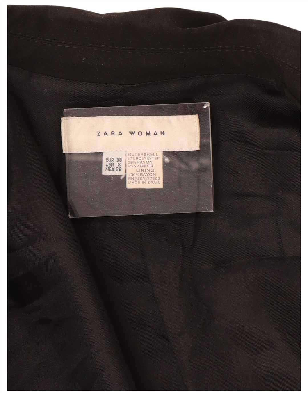 Zara Damen 1-Knopf-Blazerjacke EU 38 Small Schwarz Polyester
