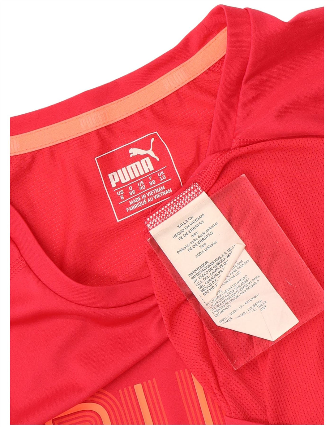 Puma Damen Grafik T-Shirt Top UK 10 Small Rot Polyester