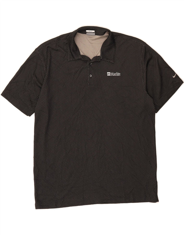 NIKE Mens Dri Fit Polo Shirt XL Black Spotted Polyester Vintage Nike and Second-Hand Nike from Messina Hembry 
