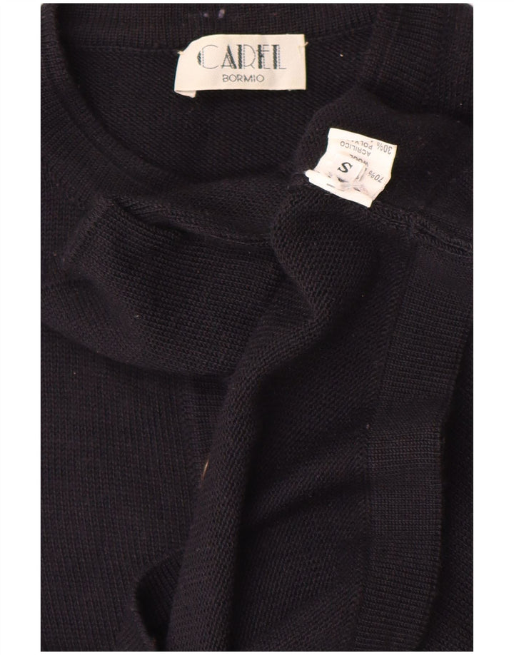 Vintage Damen Oversized Cardigan Pullover UK 10 Kleine marineblaue Wolle