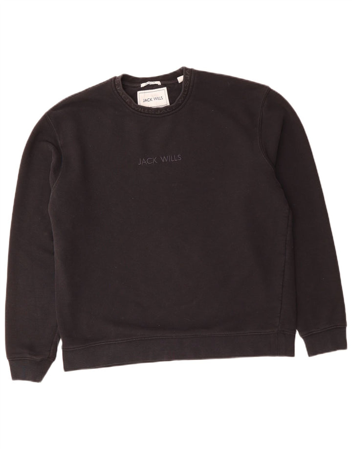 JACK WILLS Herren-Sweatshirt mit entspannter Passform, mittelschwarze Baumwolle