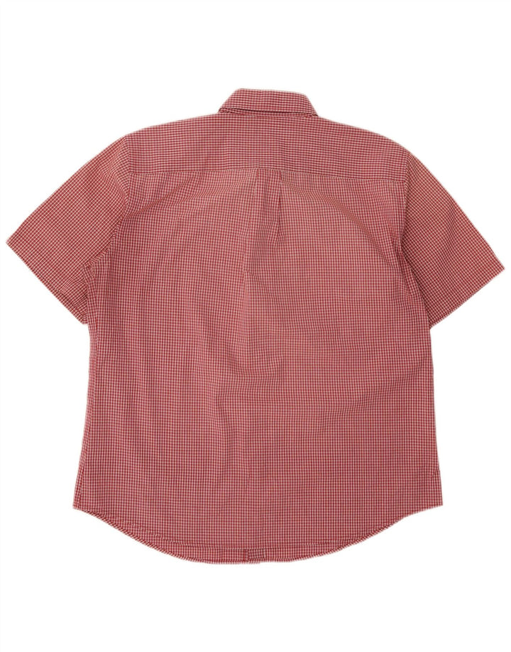 Dockers Herren-Hemd, kurzärmelig, normale Passform, Größe 16 1/2, Größe L, rote Baumwolle