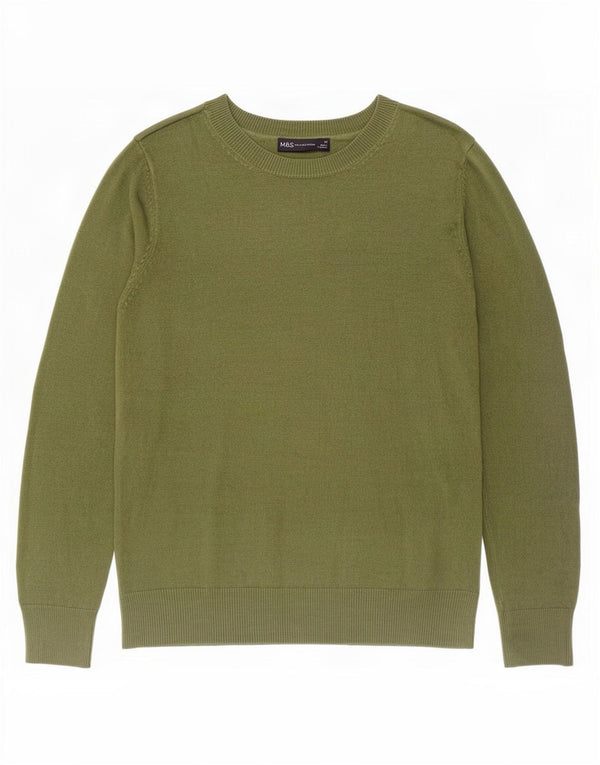 Marks & Spencer Damen Pullover mit Rundhalsausschnitt, UK 12, Mittelgrün, Acryl