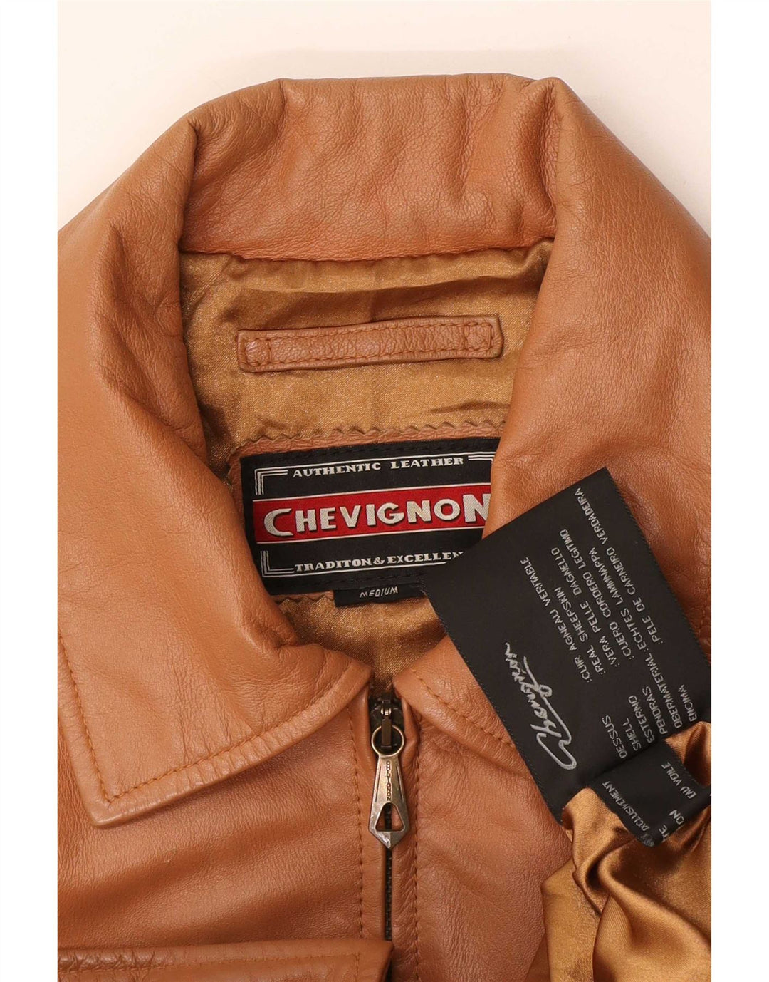 Chevignon Herren Lederjacke UK 38 Mittelbraun