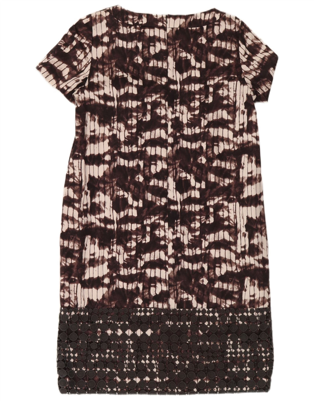 Max Mara Damen-Etuikleid mit abstraktem Muster, Gr. 12, mittleres Burgunderrot