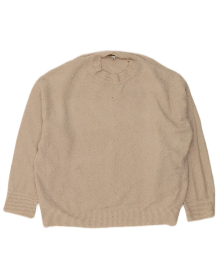 Zara Damen-Pullover, übergroß, mit Rundhalsausschnitt, Gr. 14, Mittelbeige