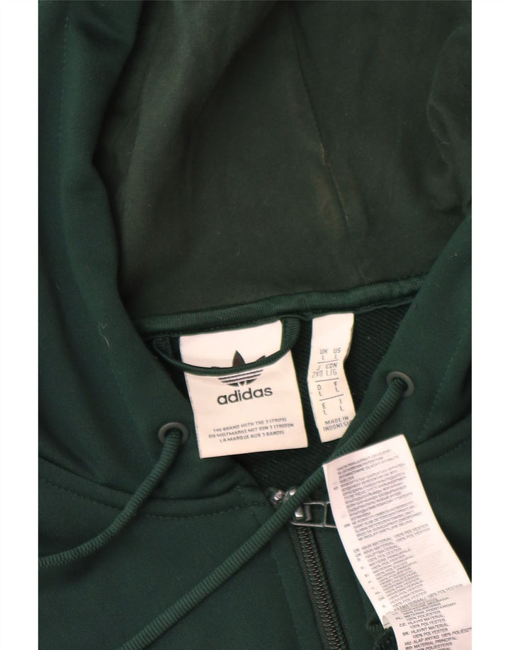 Adidas Herren-Kapuzenpullover mit grafischem Reißverschluss, groß, grünes Farbblock-Polyester