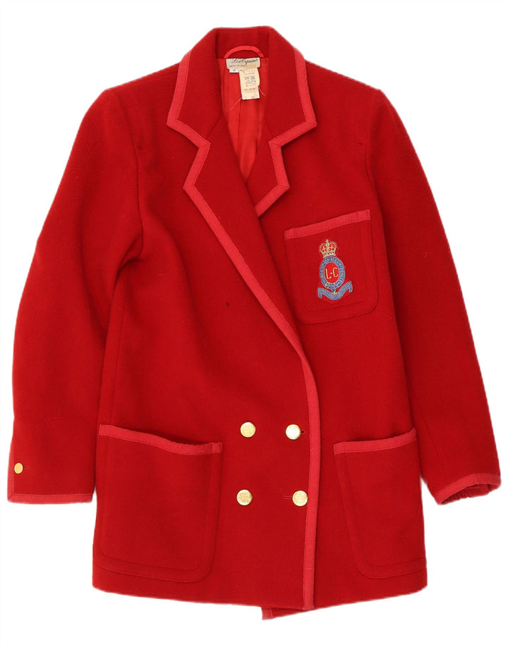 Les Copains Damen Zweireihiger Mantel UK 10 Kleine rote Wolle