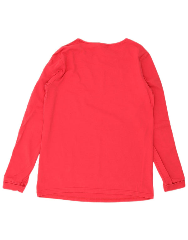 Adidas Damen Top Langarm UK 10 Small Rot Colourblock
