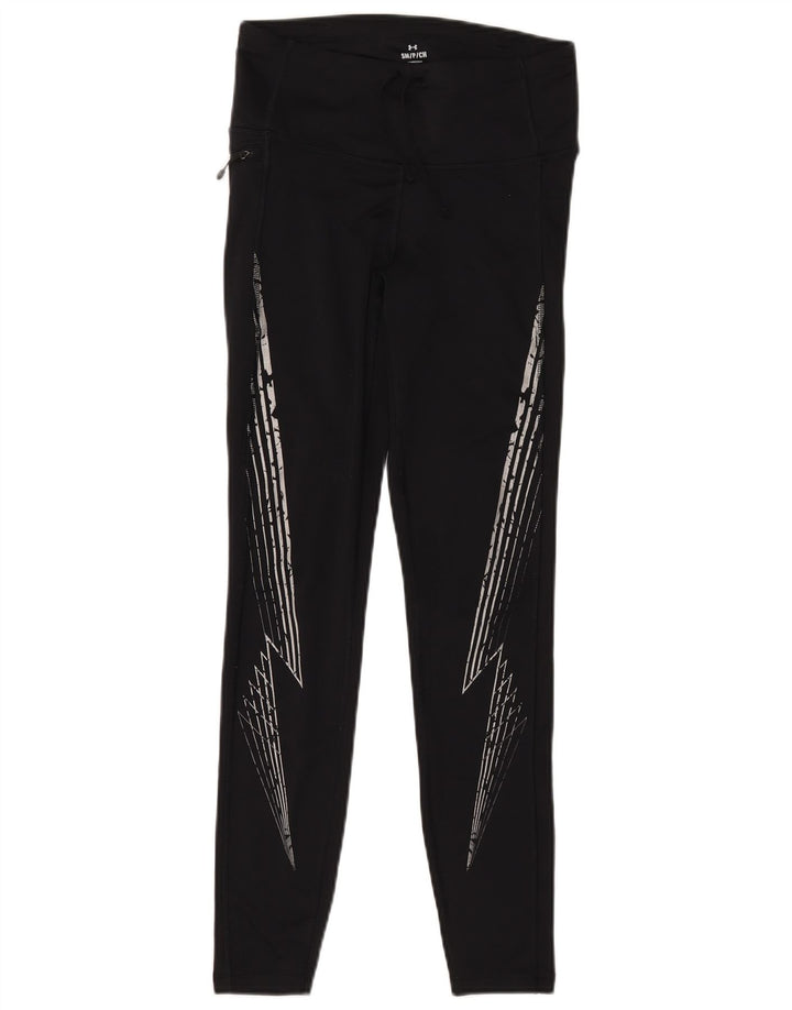 UNDER ARMOUR Damen Leggings UK 10 Small Schwarz Geometrisch Polyamid