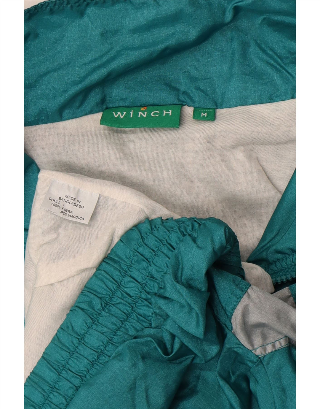 Vintage Herren-Trainingsanzug-Top-Jacke aus mittelgrünem Colourblock-Polyamid