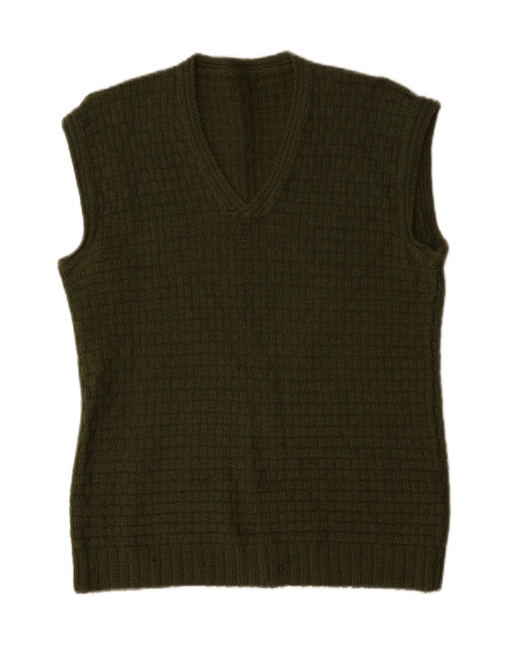 VINTAGE Damen Weste Tank Top UK 14 Mittelgrün