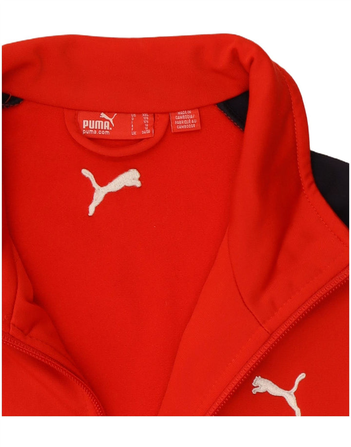 Puma Jungen-Trainingsanzug-Top-Jacke, 15–16 Jahre, rotes Farbblock-Polyester