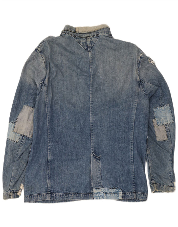 Tommy Hilfiger Damen Distressed Denim Jacke UK 18 XL Blau Patchwork