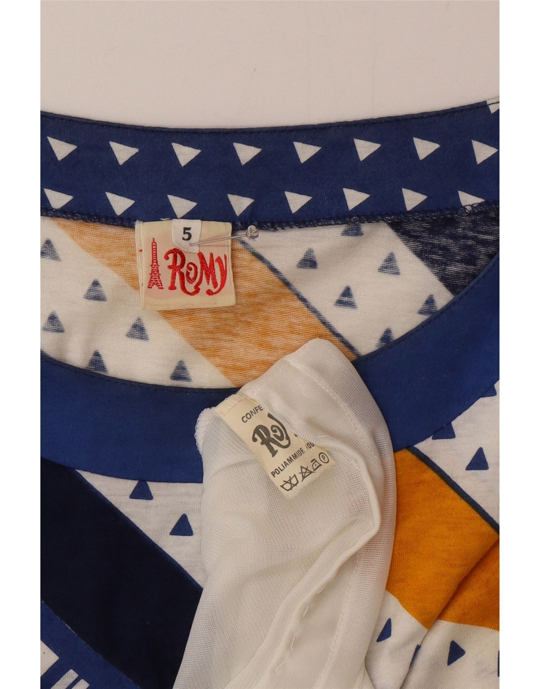 Romy Damen T-Shirt-Kleid UK 18 XL Blaues geometrisches Polyamid