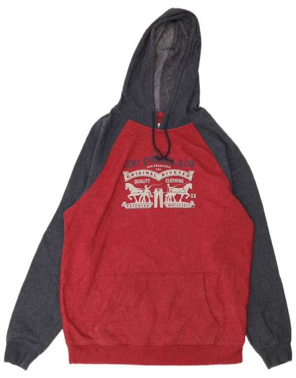 Levi's Herren-Kapuzenpullover mit grafischer Standard-Passform, groß, rot, Farbblock