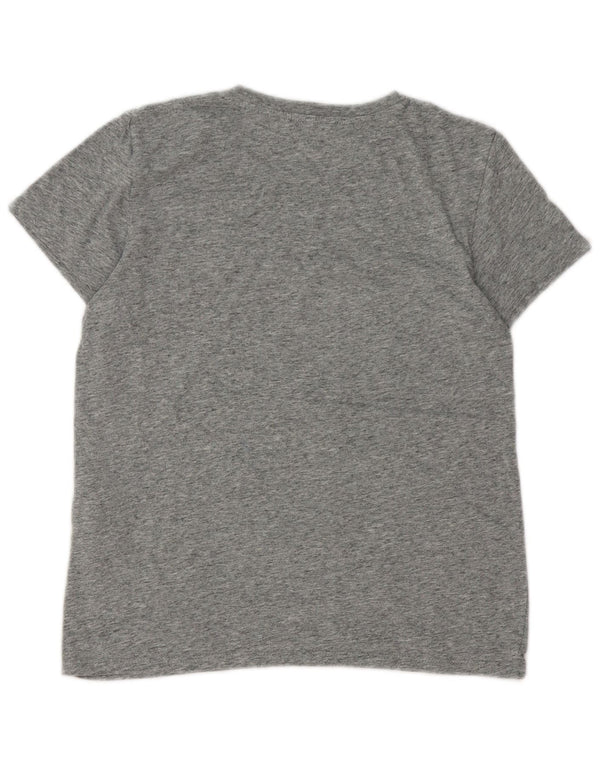LEVI'S Damen Grafik-T-Shirt-Oberteil UK 6 XS Grau gefleckte Baumwolle