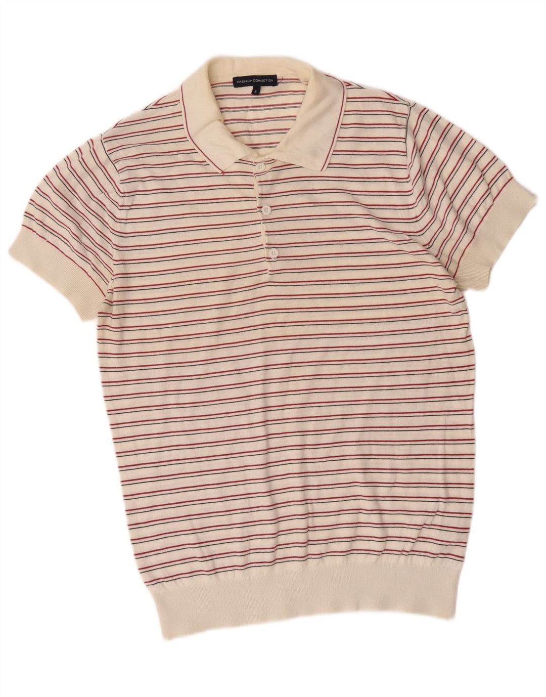 French Connection Herren-Pullover mit Rollkragen, klein, weiß gestreift