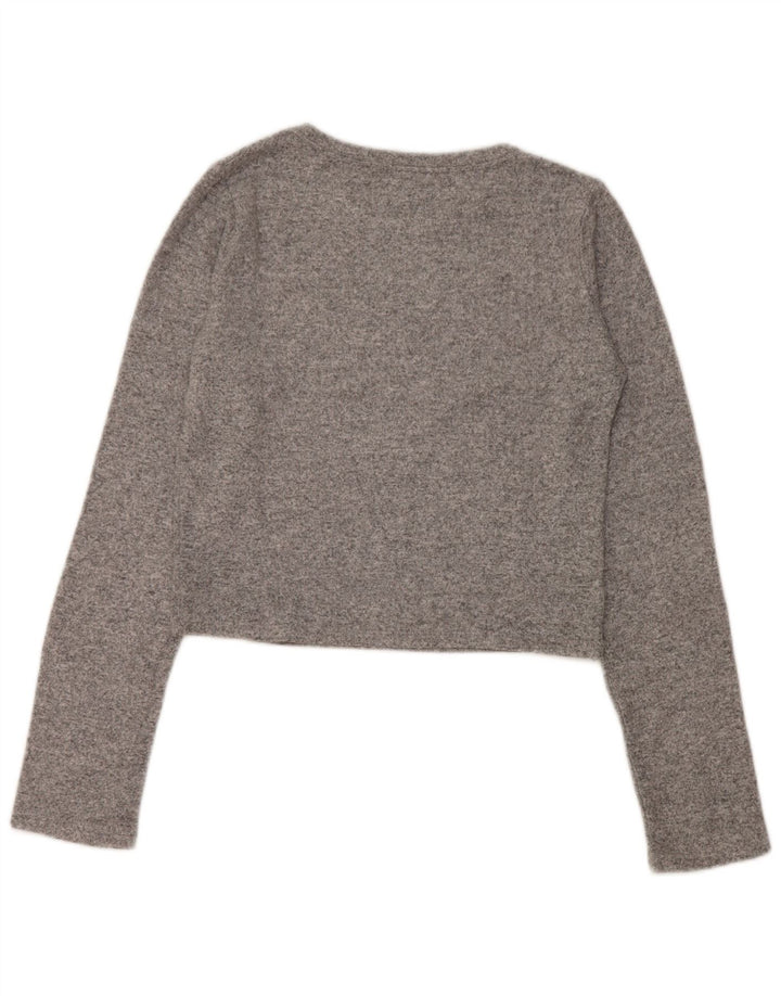 Zara Damen Crop Top Langarm UK 14 Large Grau