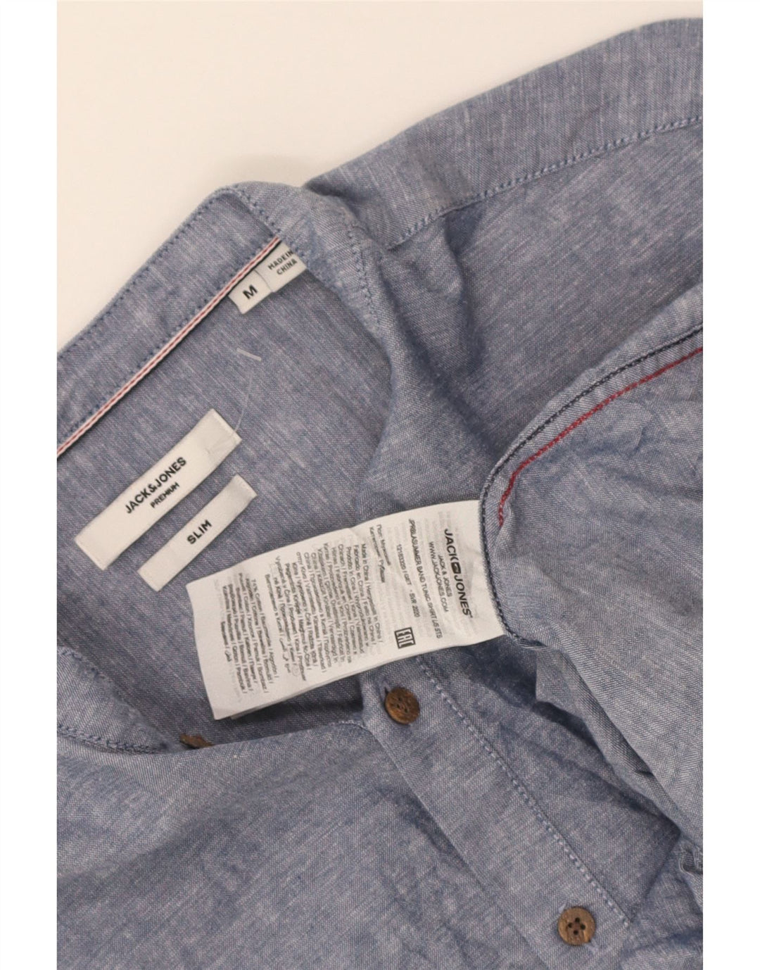 Jack & Jones Slim-Fit-Pulloverhemd für Herren aus mittelblau gefleckter Baumwolle