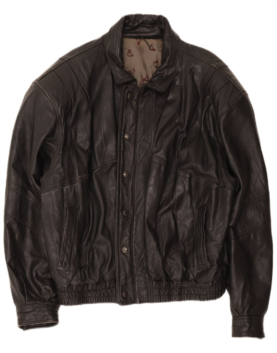 Vintage Herren Bomber Lederjacke IT 52 XL Schwarz