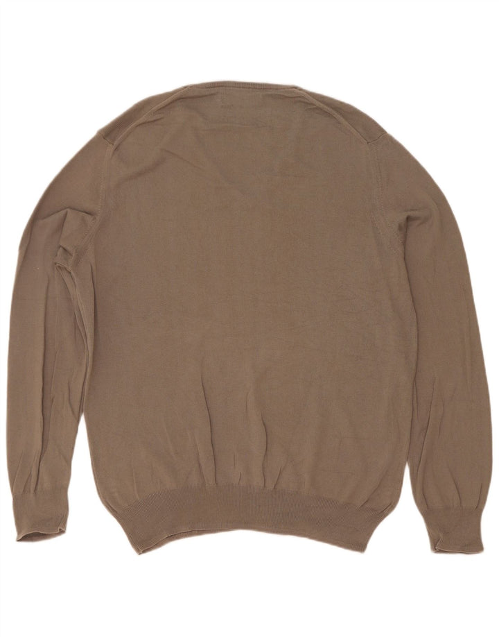 Zara Herren Pullover mit V-Ausschnitt Mittelgrau