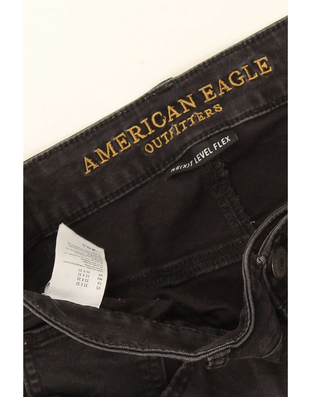 American Eagle Herren Slim Jeans W33 L32 Schwarze Baumwolle