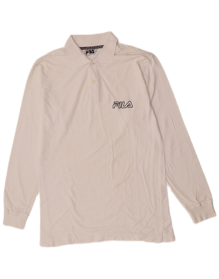 Fila Herren-Langarm-Poloshirt, klein, weiße Baumwolle