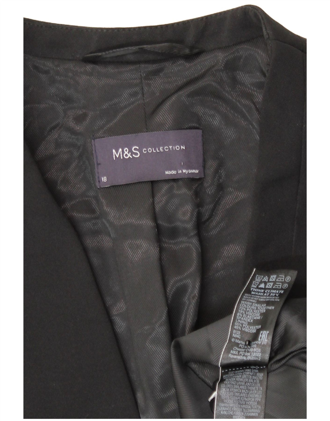 Marks & Spencer Damen-Blazer mit 1 Knopf, UK 18, XL, Schwarz, Polyester