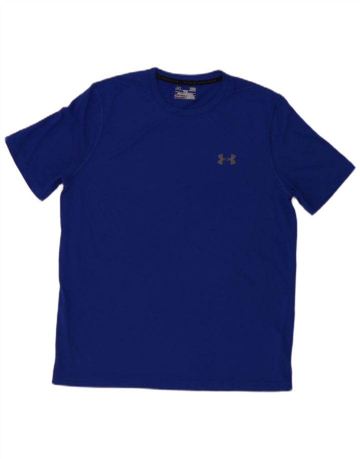 Under Armour Herren Heat Gear T-Shirt Top Large Blau Polyester