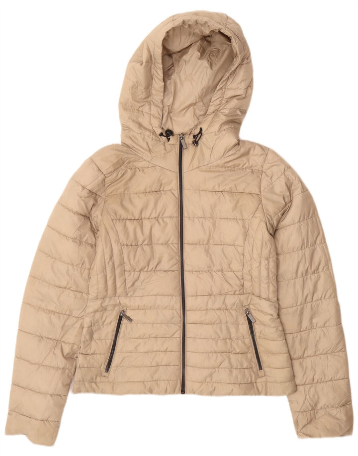 Zara Damen-Kapuzenjacke, wattiert, UK 14, Mittelbeige, Polyester