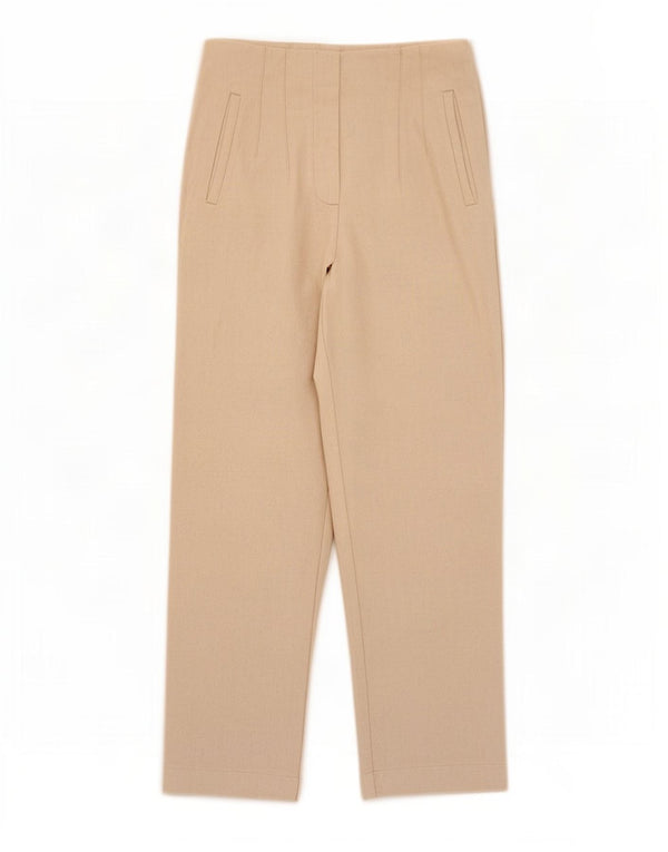 Zara Damen-Freizeithose mit hoher Taille, konisch zulaufend, Größe M, W28, L26, Beige, Baumwolle