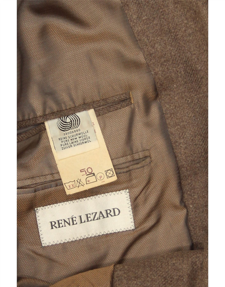 Rene Lezard Herren-Blazer mit 2 Knöpfen, EU 50, große braune Schurwolle