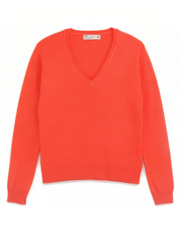 Zara Damen-Pullover mit V-Ausschnitt, Gr. 10, Größe S, Rot