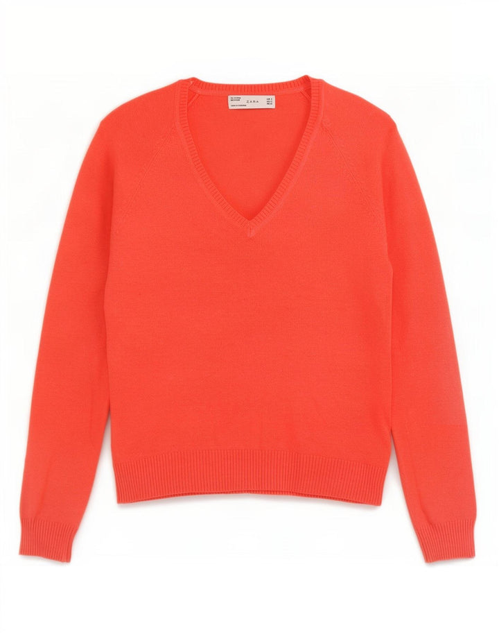 Zara Damen-Pullover mit V-Ausschnitt, Gr. 10, Größe S, Rot