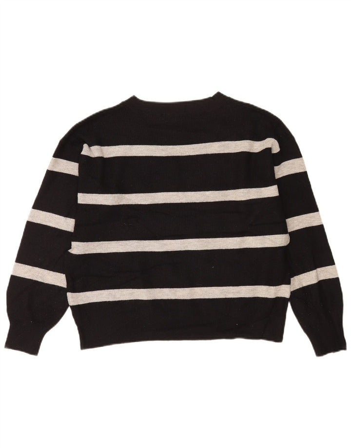 Marks & Spencer Damen-Pullover mit V-Ausschnitt, Gr. 14, mittelschwarz gestreift