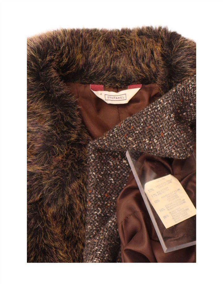 STEFANEL Womens Overcoat UK 12 Medium Brown Flecked Wool Vintage Stefanel and Second-Hand Stefanel from Messina Hembry 