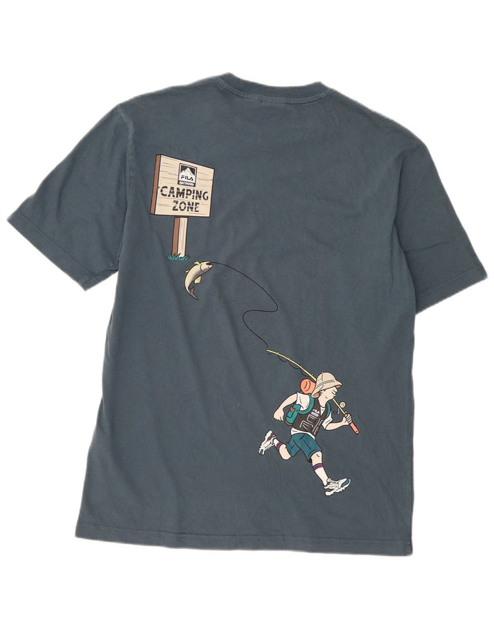 Fila Herren Loose Fit Graphic T-Shirt Top Mittelblau